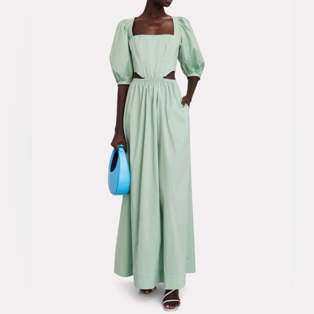 STAUD mint green midi dress